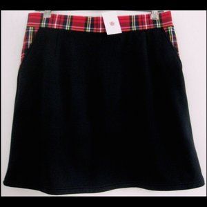 NWT Black Skort M $145 Plaid tartan trim Attached shorts Golf Nylon Spandex